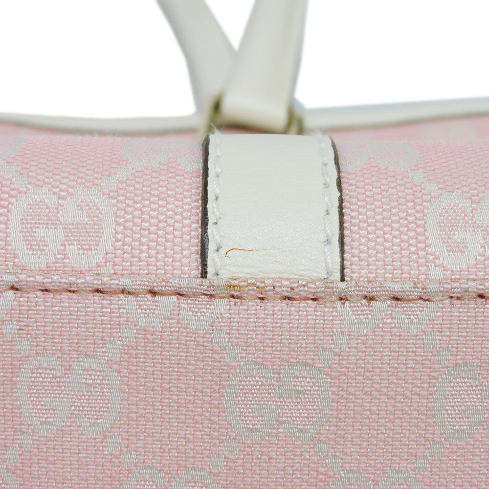 GUCCI Tote Bag 257302 GG canvas x calf leather Light pink Leather Patch Ivory Bicolor Shoulder Bag Logo embossing GG canvas tote unisex(Unisex) Used