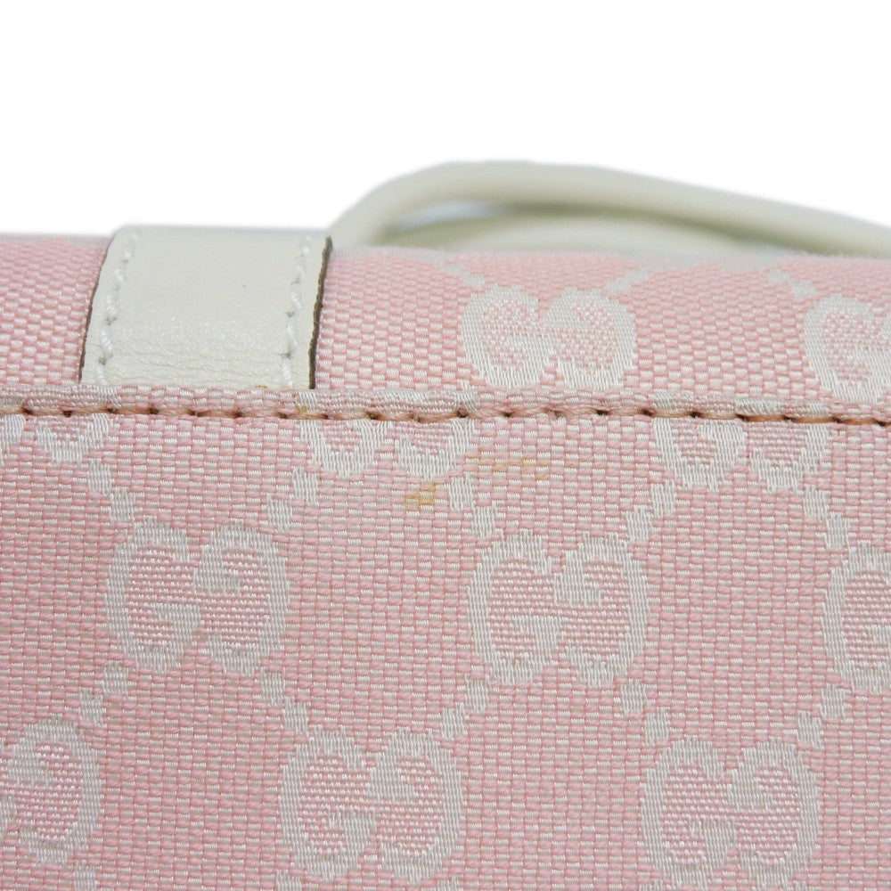 GUCCI Tote Bag 257302 GG canvas x calf leather Light pink Leather Patch Ivory Bicolor Shoulder Bag Logo embossing GG canvas tote unisex(Unisex) Used