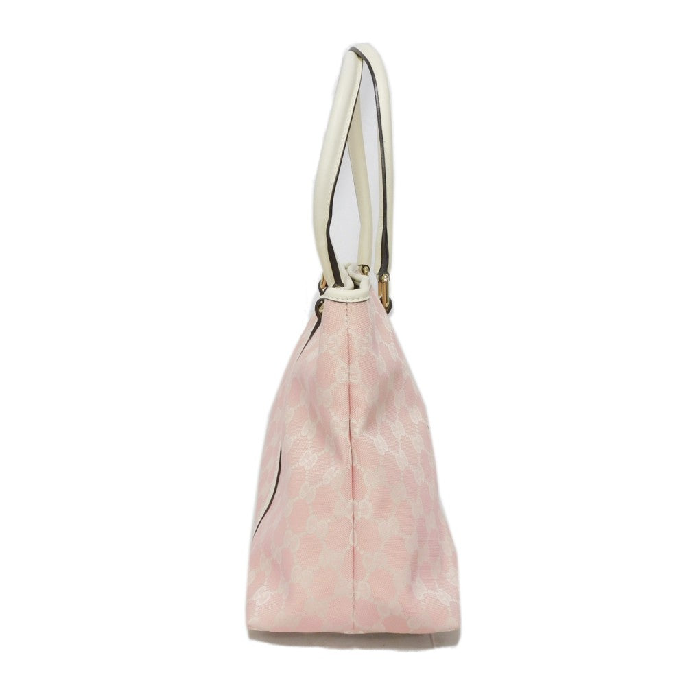 GUCCI Tote Bag 257302 GG canvas x calf leather Light pink Leather Patch Ivory Bicolor Shoulder Bag Logo embossing GG canvas tote unisex(Unisex) Used