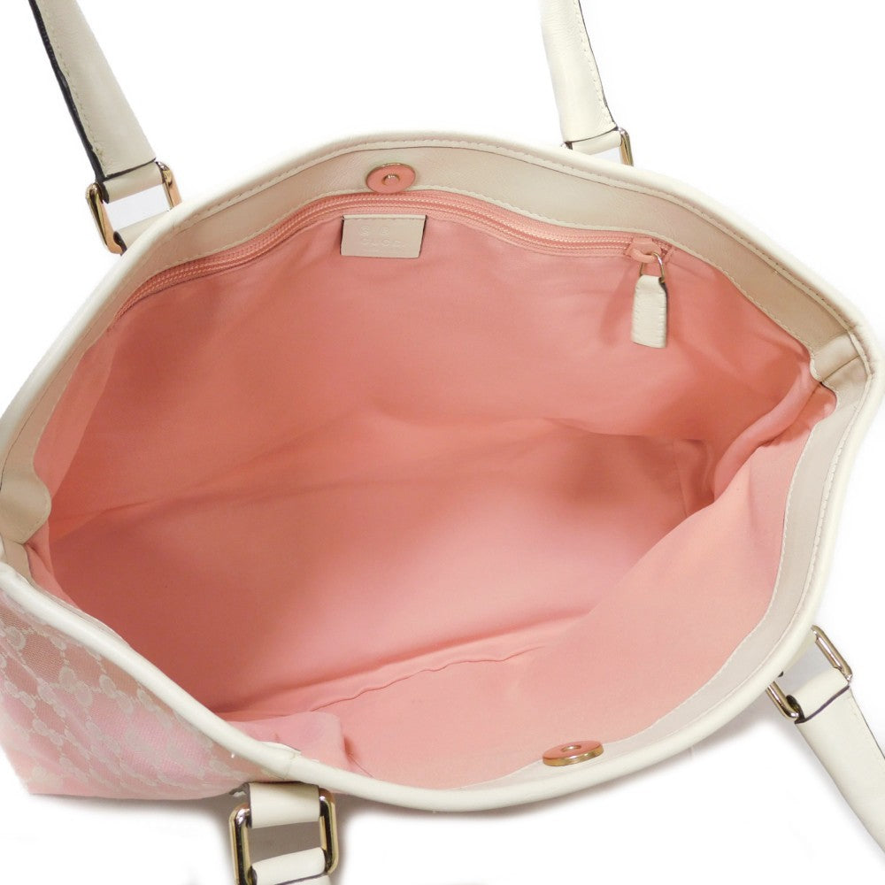 GUCCI Tote Bag 257302 GG canvas x calf leather Light pink Leather Patch Ivory Bicolor Shoulder Bag Logo embossing GG canvas tote unisex(Unisex) Used