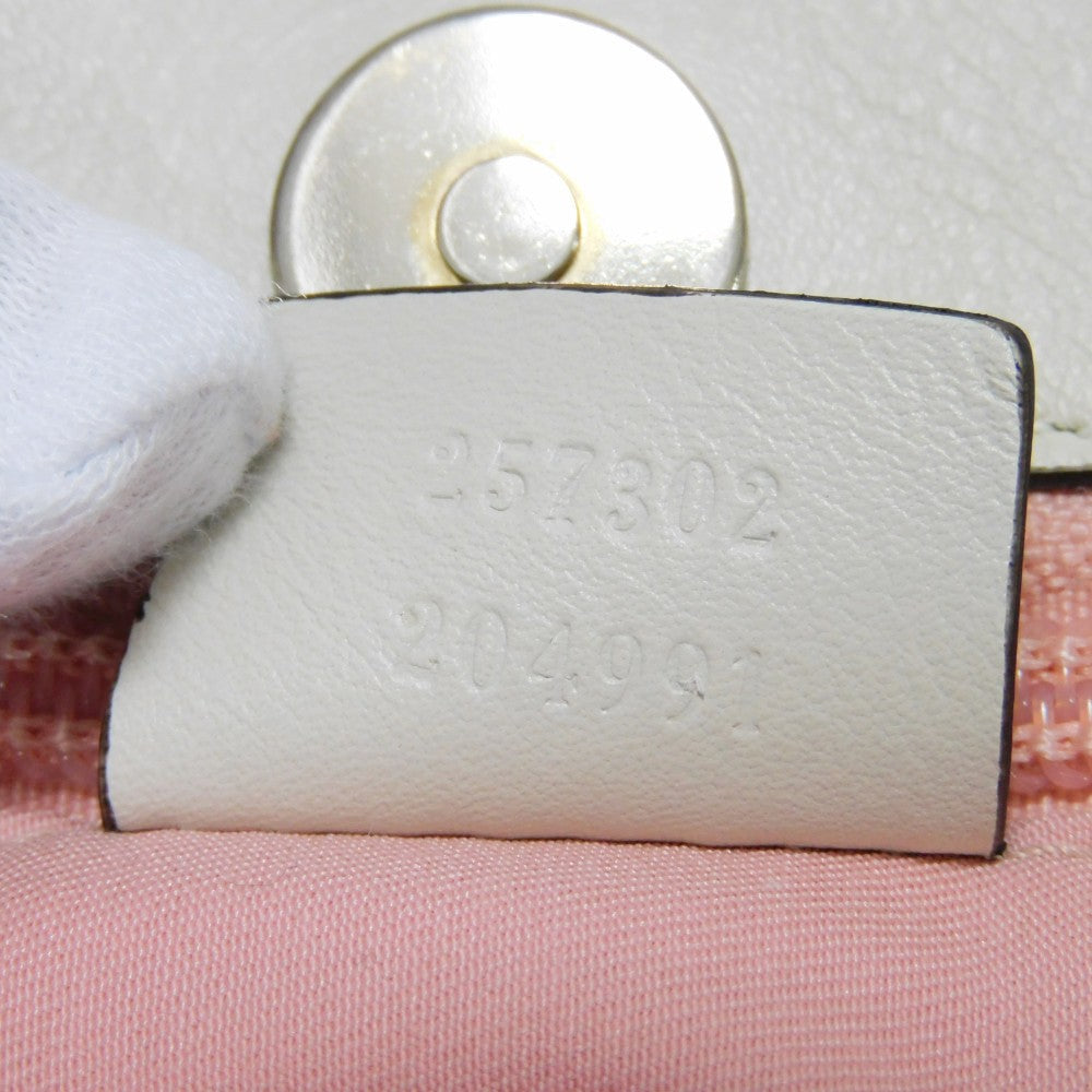 GUCCI Tote Bag 257302 GG canvas x calf leather Light pink Leather Patch Ivory Bicolor Shoulder Bag Logo embossing GG canvas tote unisex(Unisex) Used