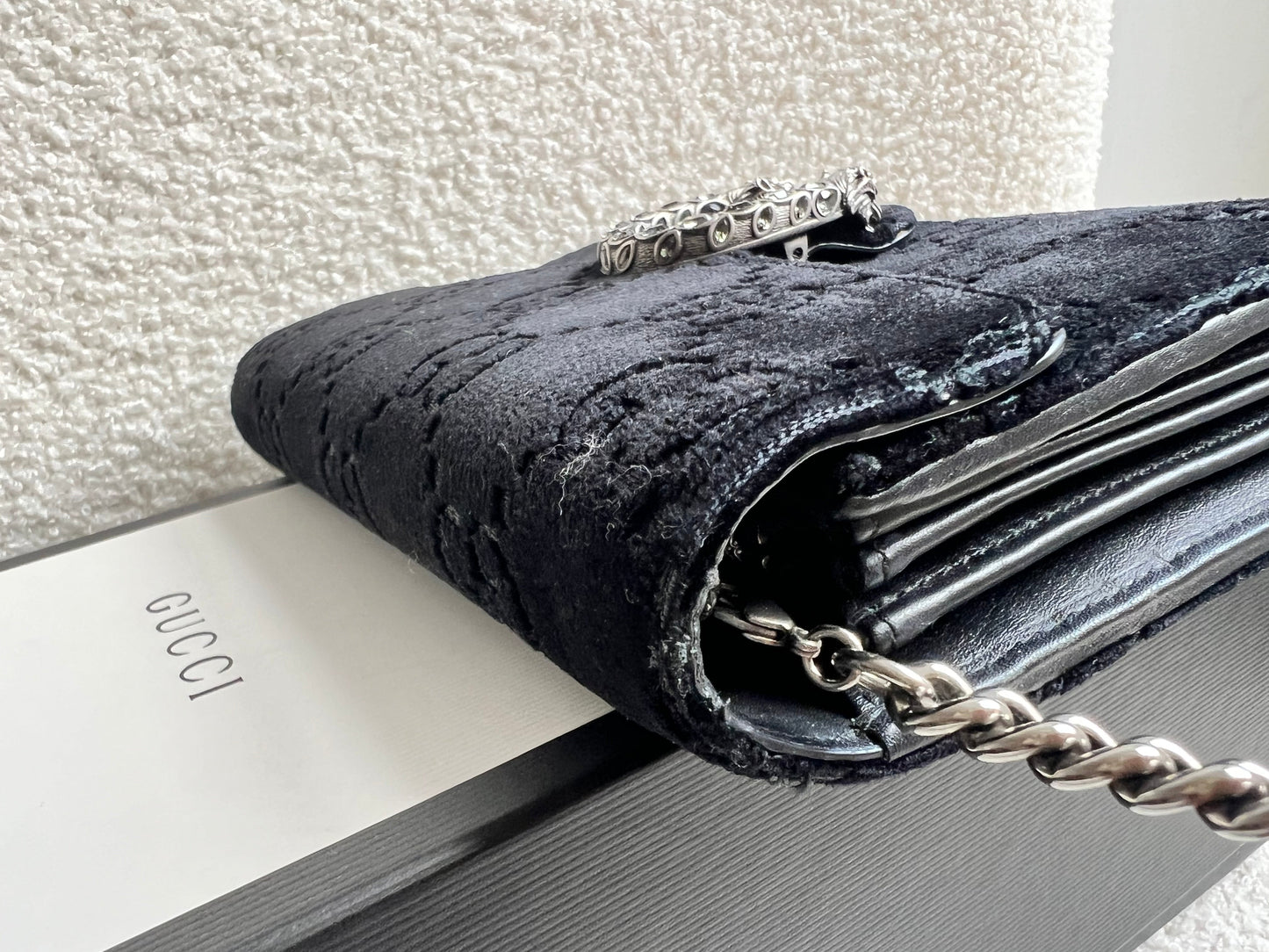 Gucci Black Velvet Dionysus Mini Chain Bag