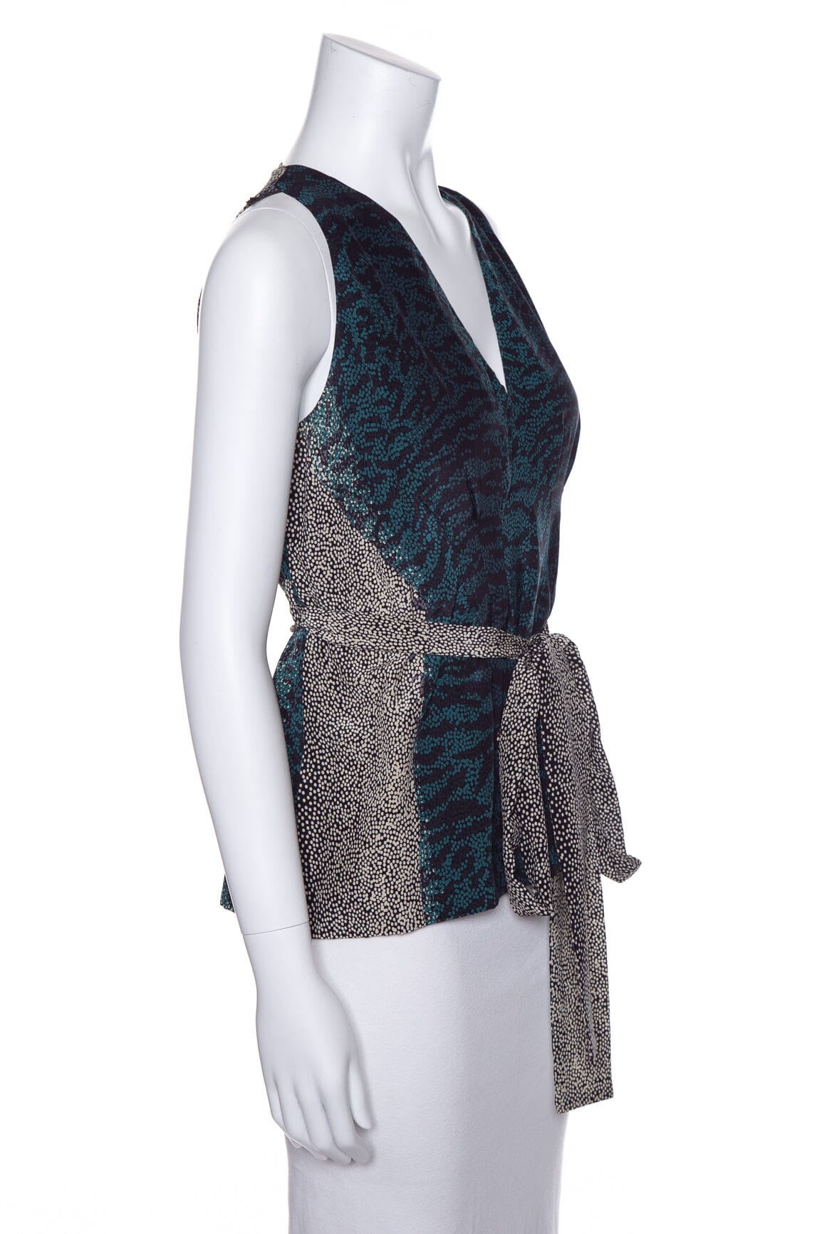 Gucci Blue and White Silk Polka Dot Tank SZ N/A