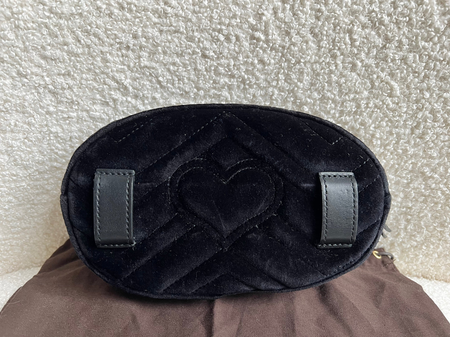 Gucci GG Black Velvet Marmont Belt Bag