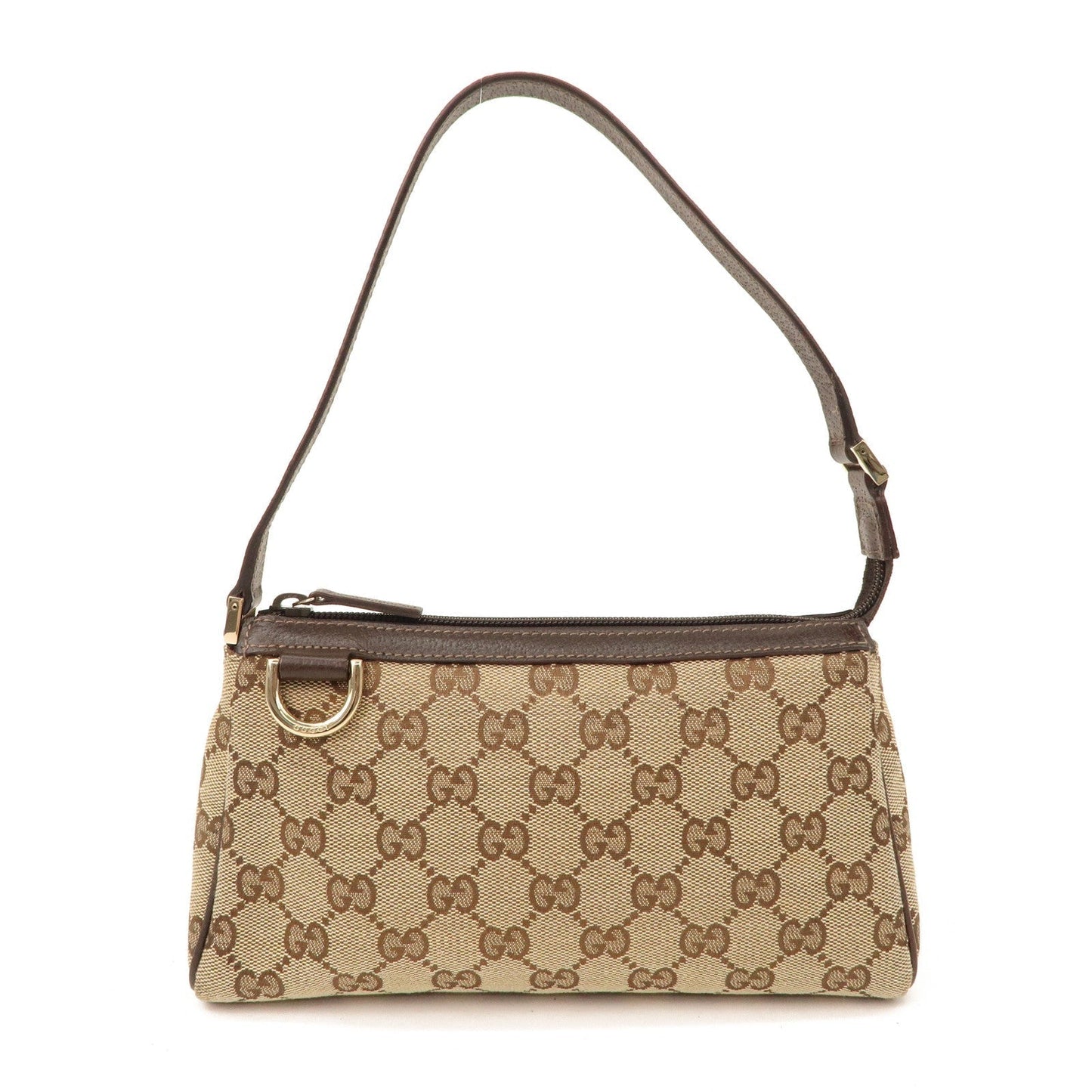 GUCCI Abbey GG Canvas Hand Bag Pouch Beige Brown 145750