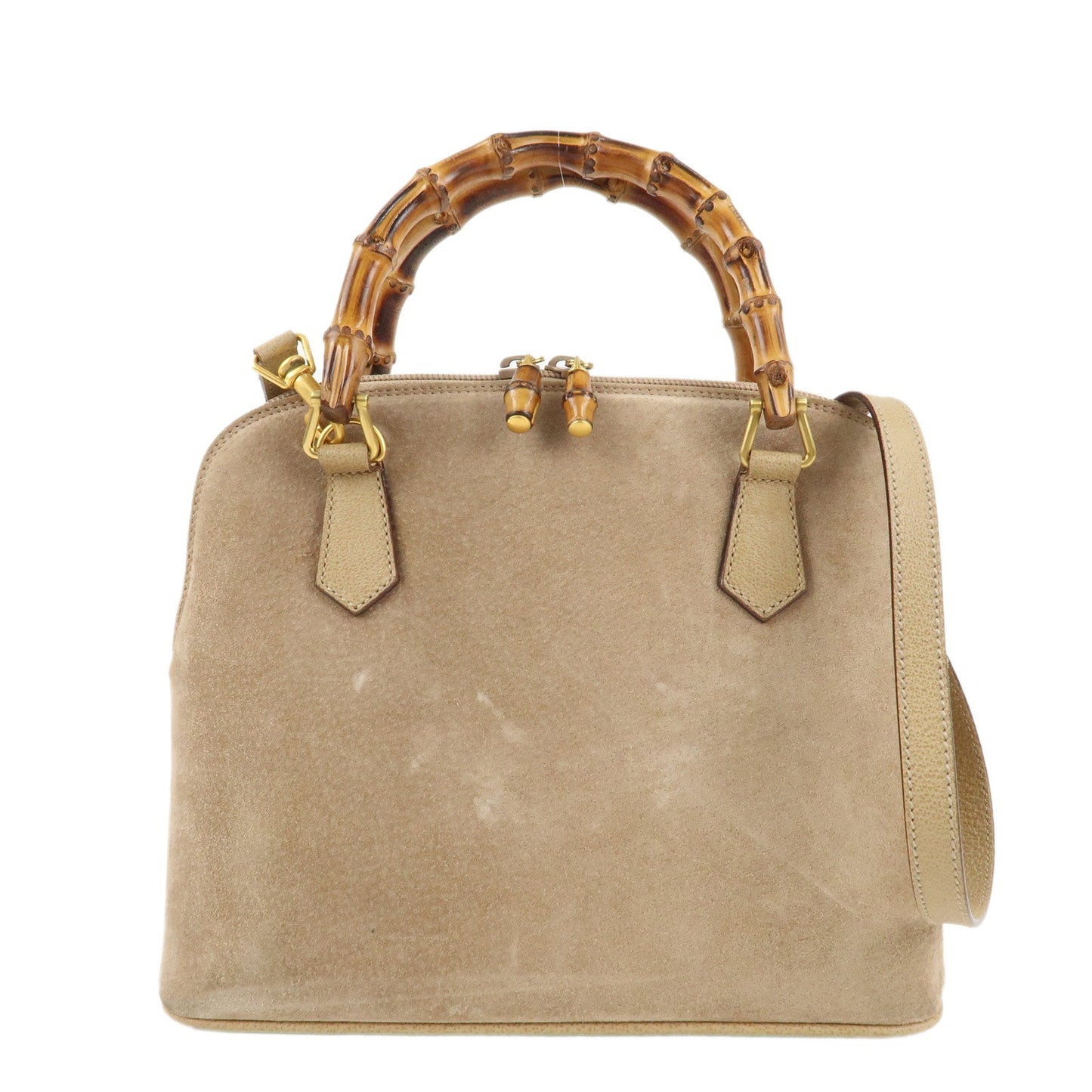 GUCCI Bamboo Suede Leather 2WAY Bag 000.2214.0290 Beige
