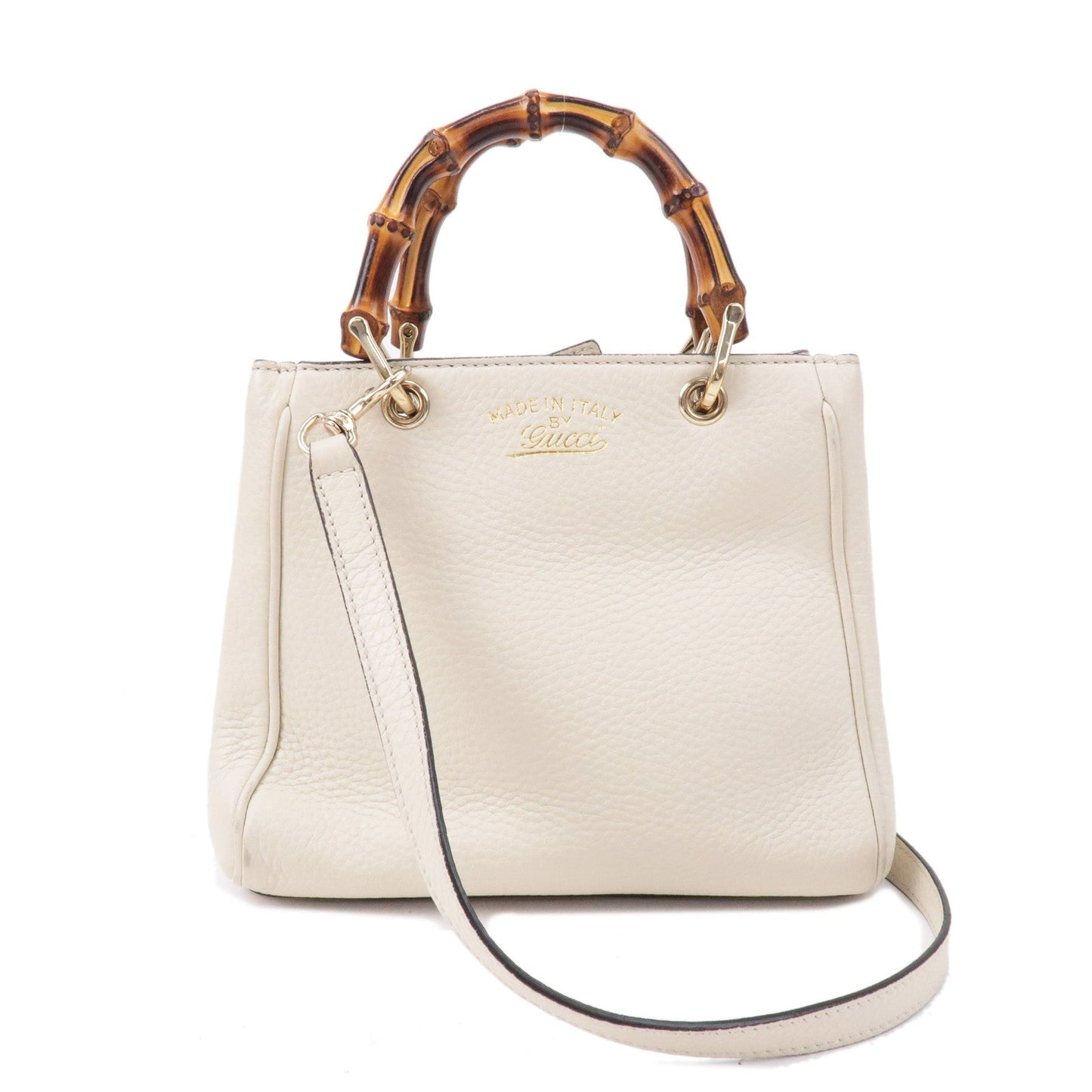 GUCCI Bamboo Leather 2WAY bag Shoulder Bag Ivory 368823