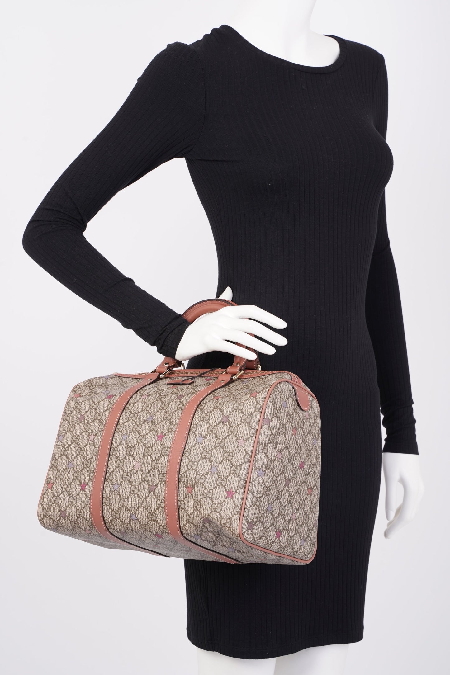 Gucci GG Supreme Stars Joy Boston Beige / Dusty Pink Coated Canvas Medium