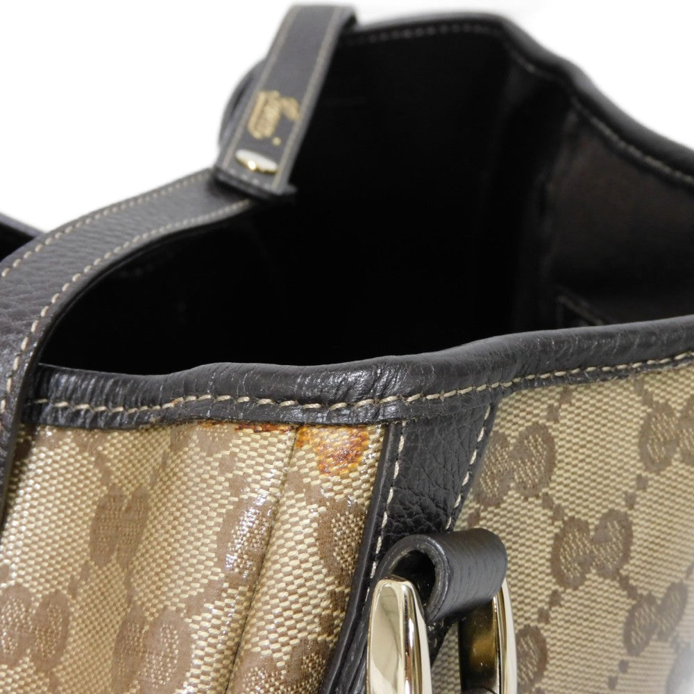 GUCCI Tote Bag 293578 GG Crystal Canvas (Plastics finish) beige Brown Plastics Coated Shoulder Bag GG Crystal Tote unisex(Unisex) Used