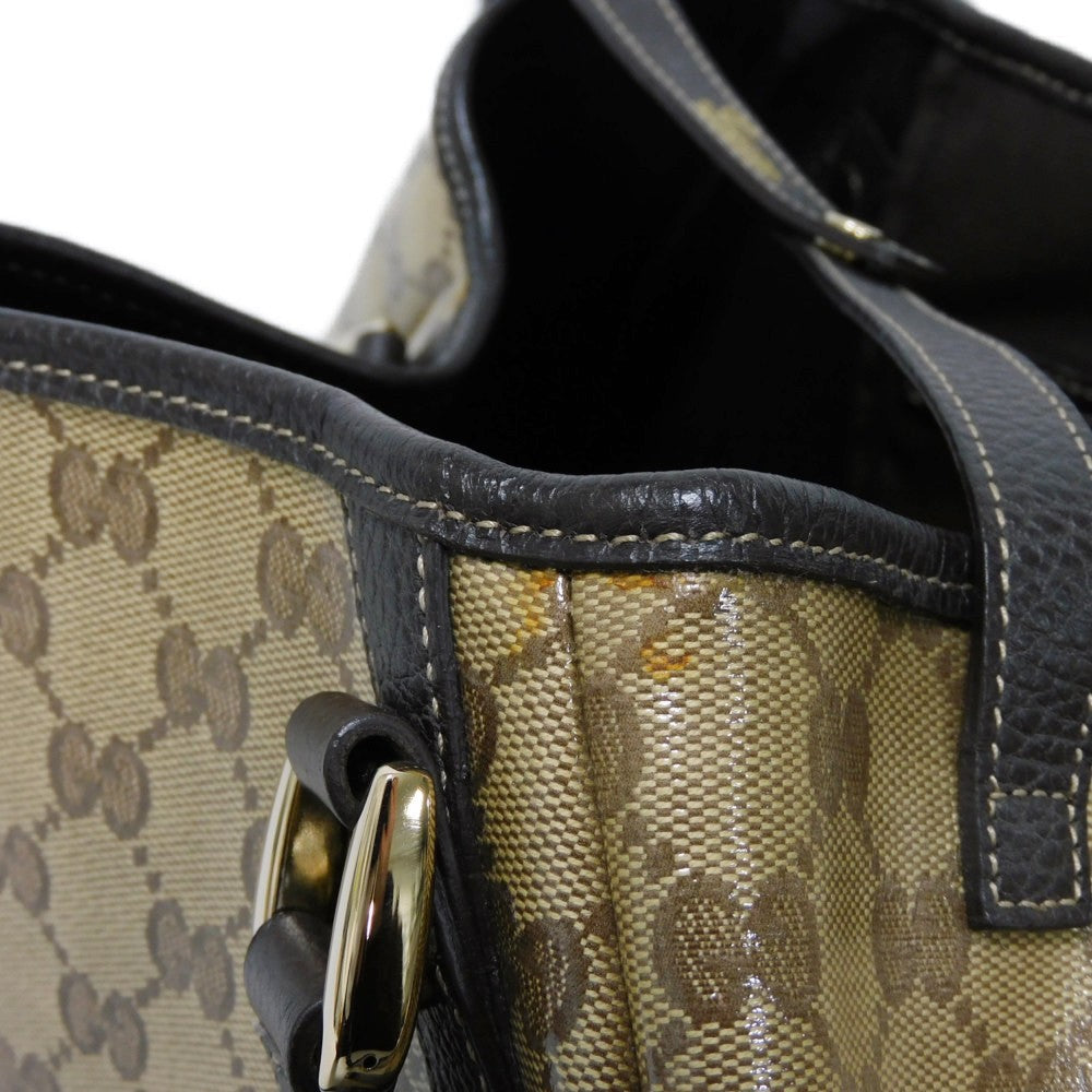 GUCCI Tote Bag 293578 GG Crystal Canvas (Plastics finish) beige Brown Plastics Coated Shoulder Bag GG Crystal Tote unisex(Unisex) Used