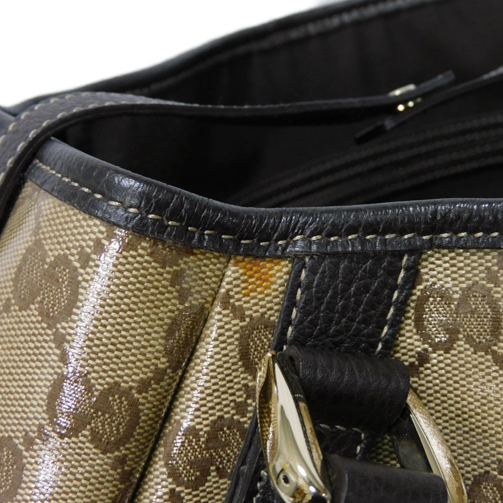 GUCCI Tote Bag 293578 GG Crystal Canvas (Plastics finish) beige Brown Plastics Coated Shoulder Bag GG Crystal Tote unisex(Unisex) Used