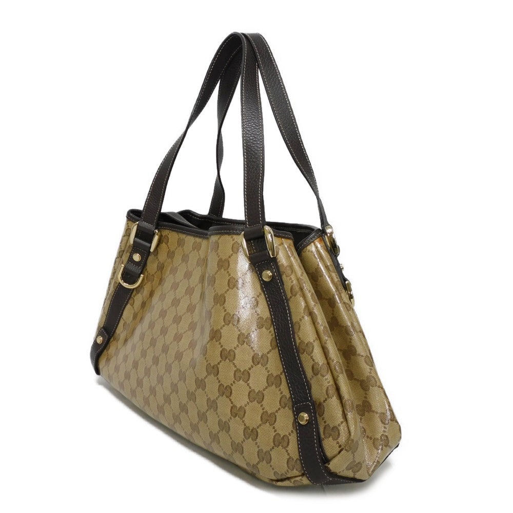 GUCCI Tote Bag 293578 GG Crystal Canvas (Plastics finish) beige Brown Plastics Coated Shoulder Bag GG Crystal Tote unisex(Unisex) Used