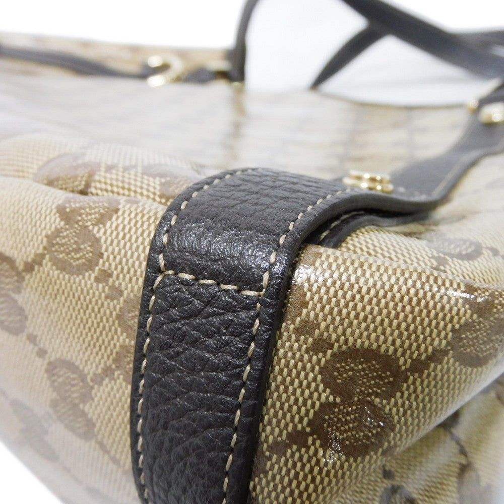 GUCCI Tote Bag 293578 GG Crystal Canvas (Plastics finish) beige Brown Plastics Coated Shoulder Bag GG Crystal Tote unisex(Unisex) Used