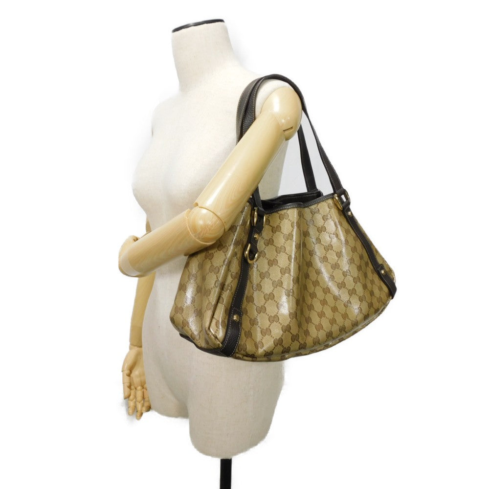 GUCCI Tote Bag 293578 GG Crystal Canvas (Plastics finish) beige Brown Plastics Coated Shoulder Bag GG Crystal Tote unisex(Unisex) Used