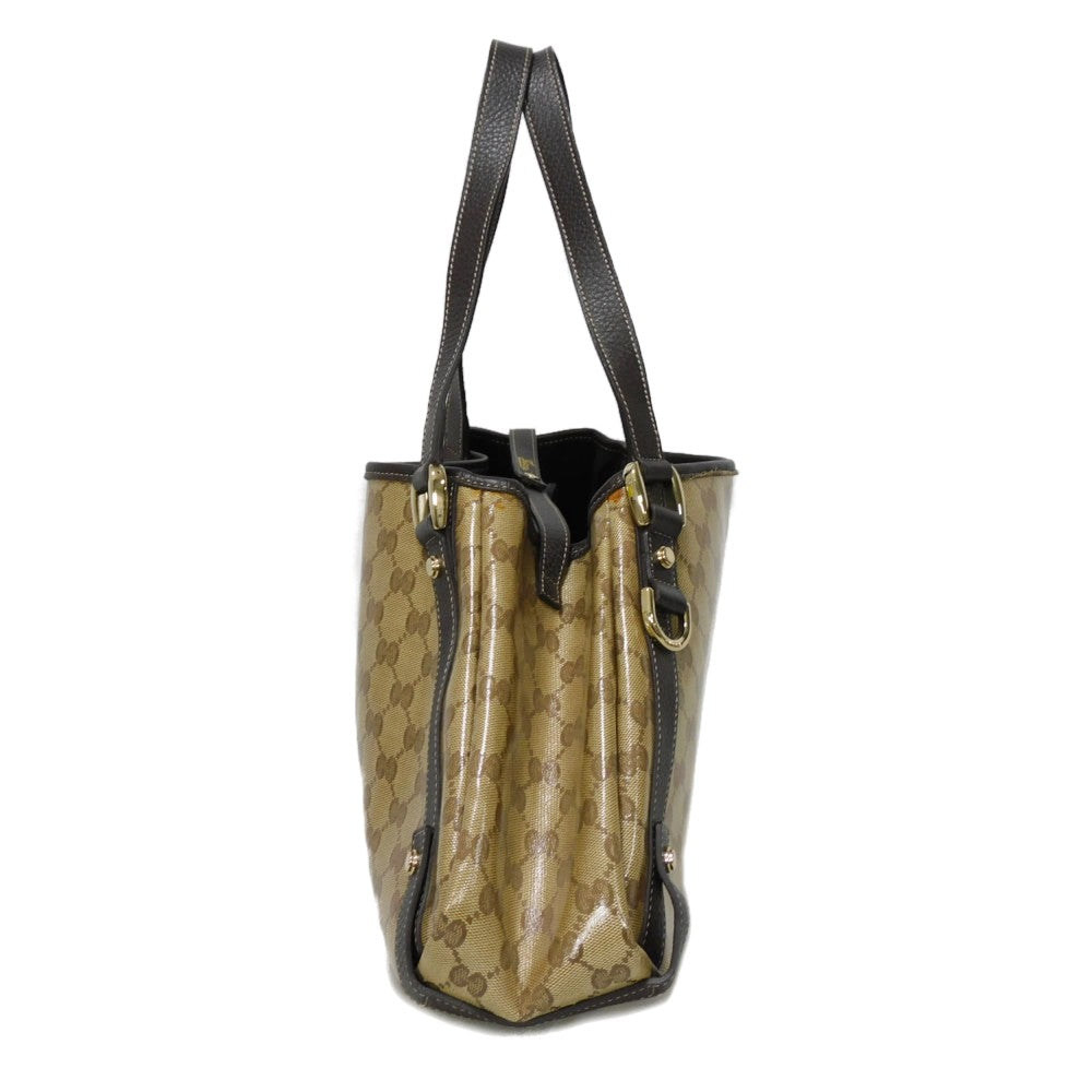 GUCCI Tote Bag 293578 GG Crystal Canvas (Plastics finish) beige Brown Plastics Coated Shoulder Bag GG Crystal Tote unisex(Unisex) Used