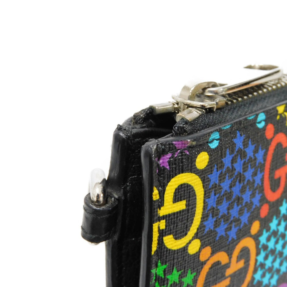 GUCCI Clutch bag 601087 H20BN 1058 GG psychedelic canvas x calf leather (embossed) multicolor Star Double G Black Handle Strap Business Bag GG Psychedelic Pouch mens Used