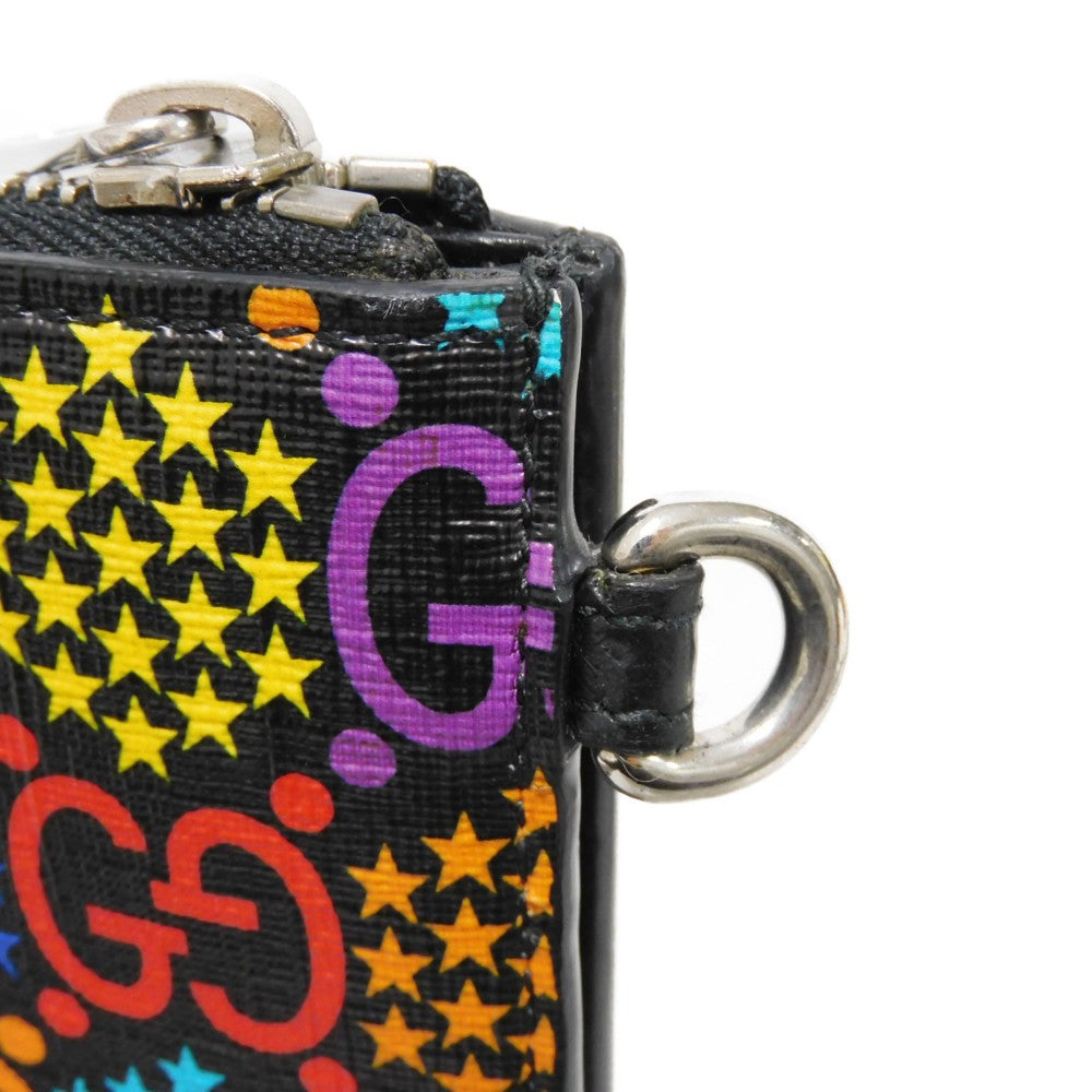 GUCCI Clutch bag 601087 H20BN 1058 GG psychedelic canvas x calf leather (embossed) multicolor Star Double G Black Handle Strap Business Bag GG Psychedelic Pouch mens Used