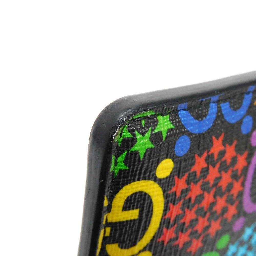 GUCCI Clutch bag 601087 H20BN 1058 GG psychedelic canvas x calf leather (embossed) multicolor Star Double G Black Handle Strap Business Bag GG Psychedelic Pouch mens Used