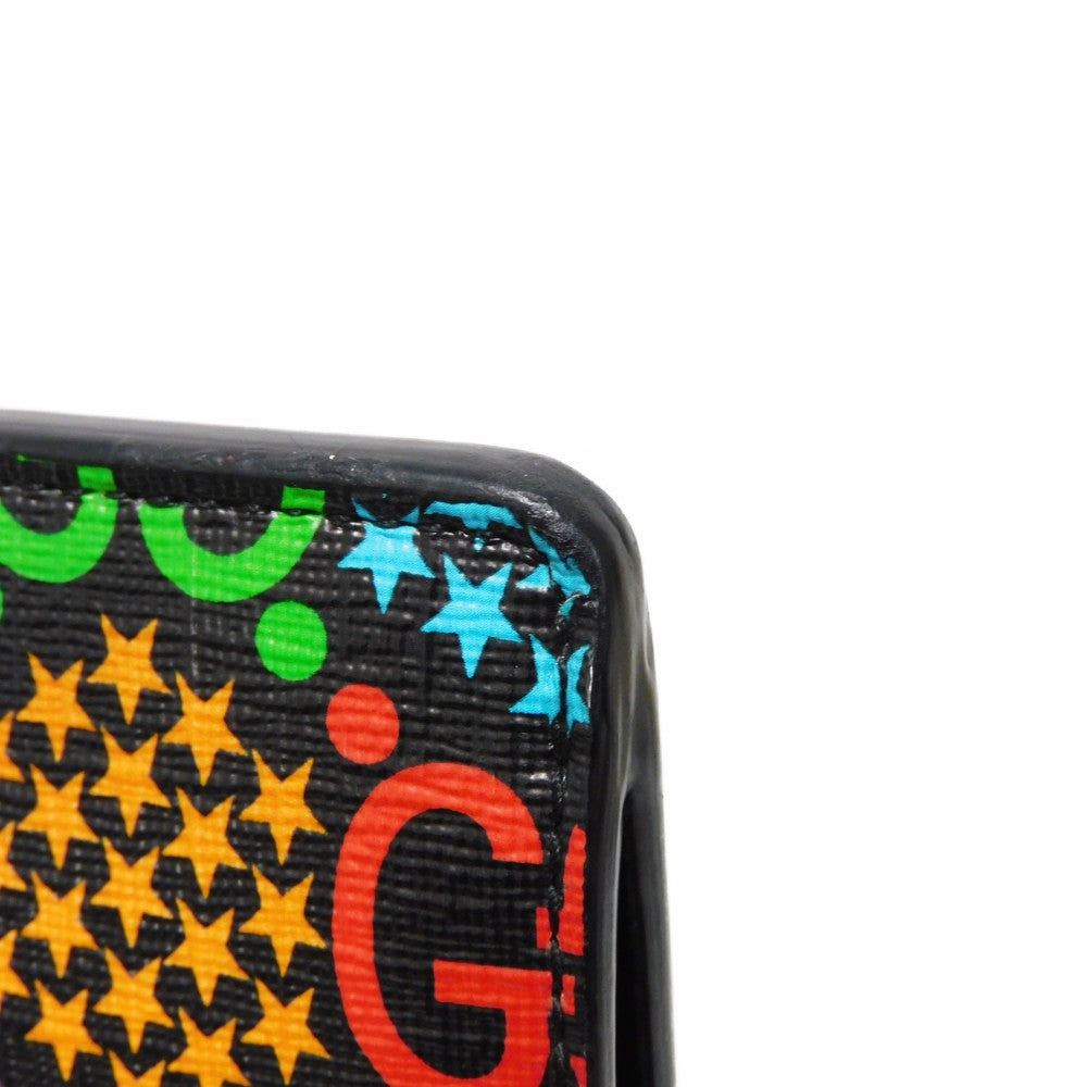 GUCCI Clutch bag 601087 H20BN 1058 GG psychedelic canvas x calf leather (embossed) multicolor Star Double G Black Handle Strap Business Bag GG Psychedelic Pouch mens Used