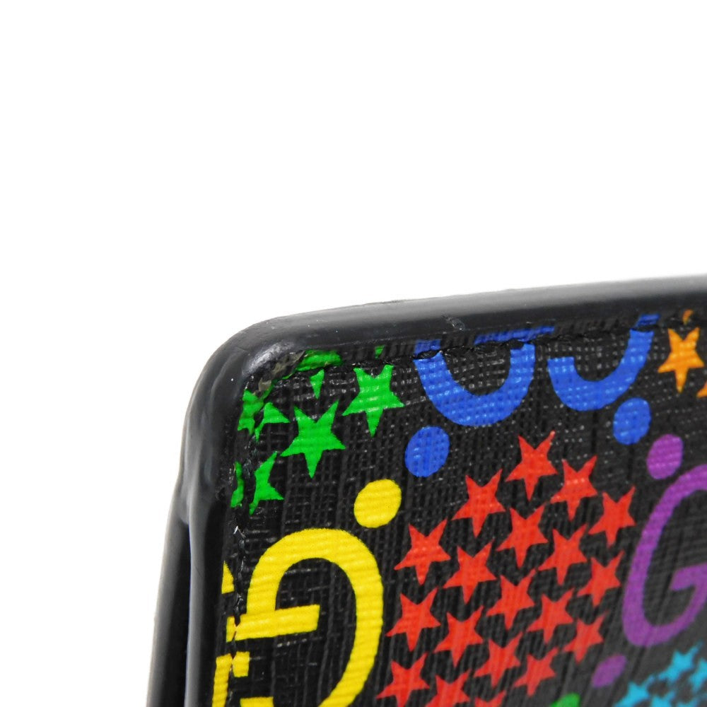GUCCI Clutch bag 601087 H20BN 1058 GG psychedelic canvas x calf leather (embossed) multicolor Star Double G Black Handle Strap Business Bag GG Psychedelic Pouch mens Used