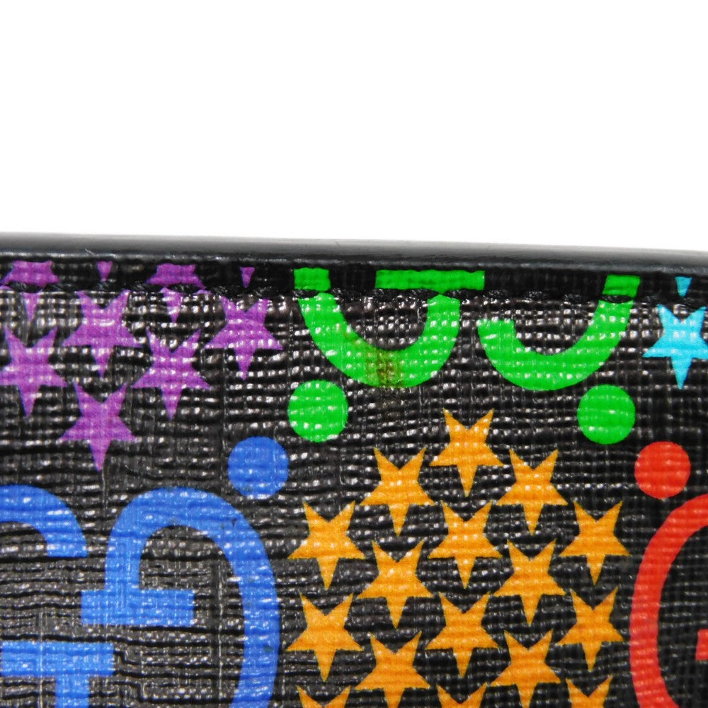 GUCCI Clutch bag 601087 H20BN 1058 GG psychedelic canvas x calf leather (embossed) multicolor Star Double G Black Handle Strap Business Bag GG Psychedelic Pouch mens Used
