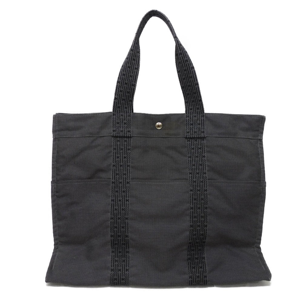 HERMES Tote Bag Nylon canvas (polyamide x polyester) Dark gray H Mark Nylon Canvas Shoulder Bag Serie button Her Line Tote GM unisex(Unisex) Used