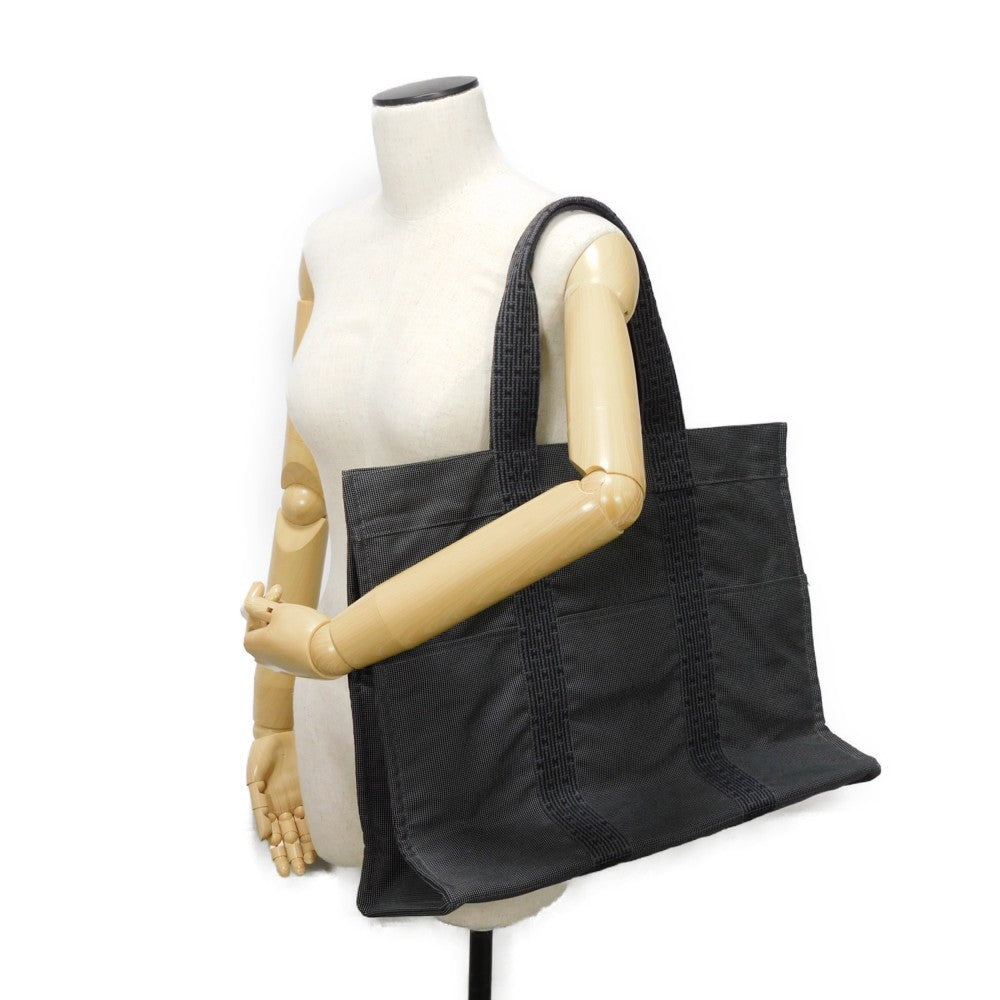 HERMES Tote Bag Nylon canvas (polyamide x polyester) Dark gray H Mark Nylon Canvas Shoulder Bag Serie button Her Line Tote GM unisex(Unisex) Used
