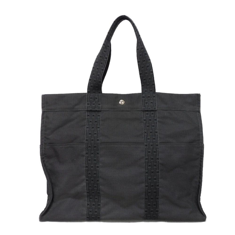 HERMES Tote Bag Nylon canvas (polyamide x polyester) Dark gray H Mark Nylon Canvas Shoulder Bag Serie button Her Line Tote GM unisex(Unisex) Used