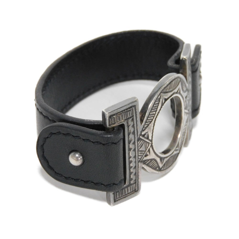 HERMES bracelet 925 black S African Saharan Ethnic Hand Carved Box Calf native Turreg unisex(Unisex) Used