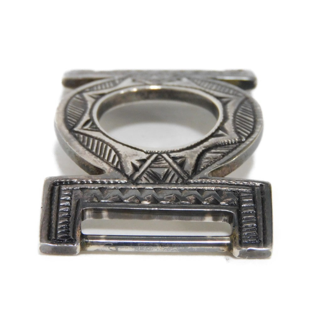 HERMES bracelet 925 black S African Saharan Ethnic Hand Carved Box Calf native Turreg unisex(Unisex) Used