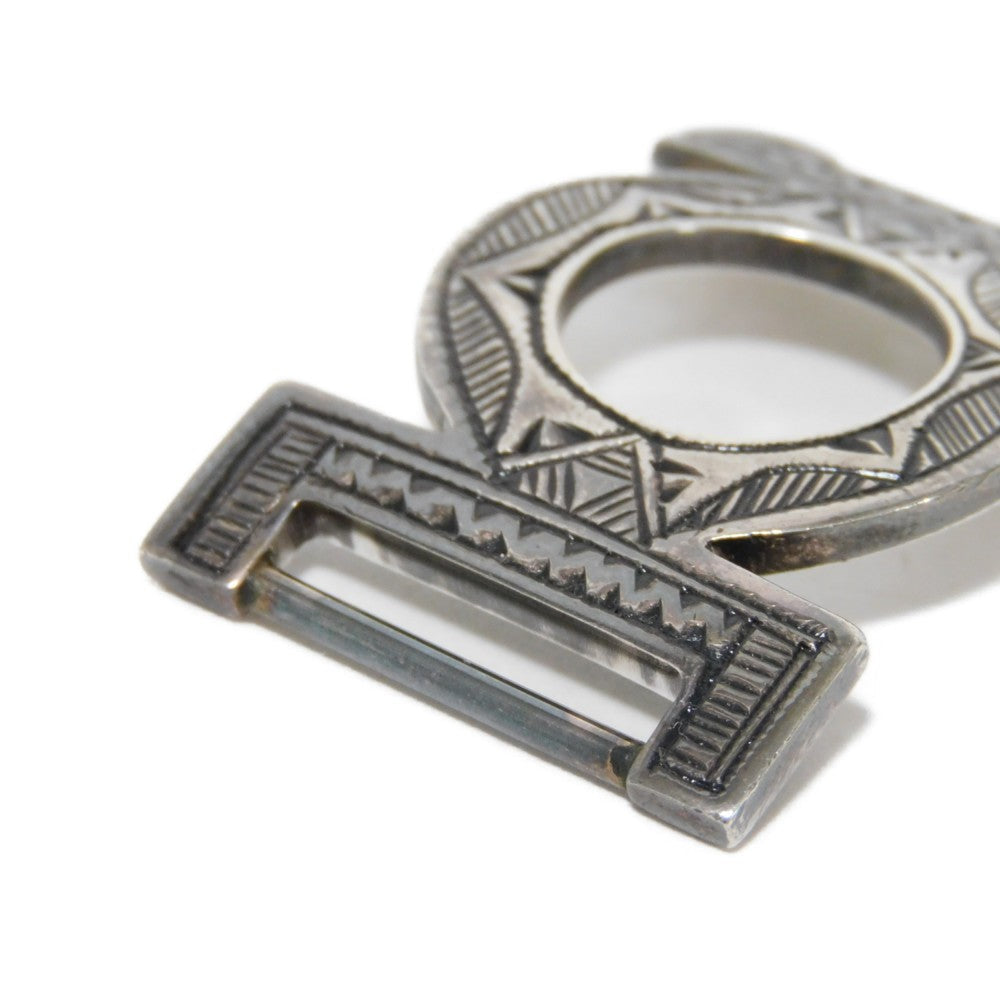 HERMES bracelet 925 black S African Saharan Ethnic Hand Carved Box Calf native Turreg unisex(Unisex) Used