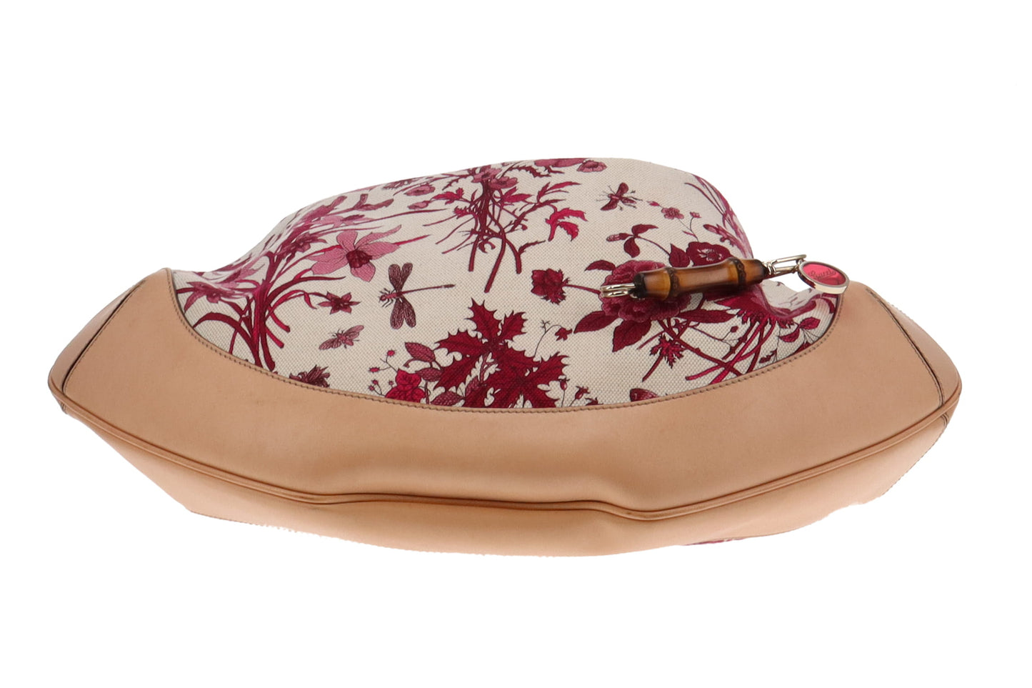 Gucci Floral Canvas Bamboo Two Way Hobo Bag