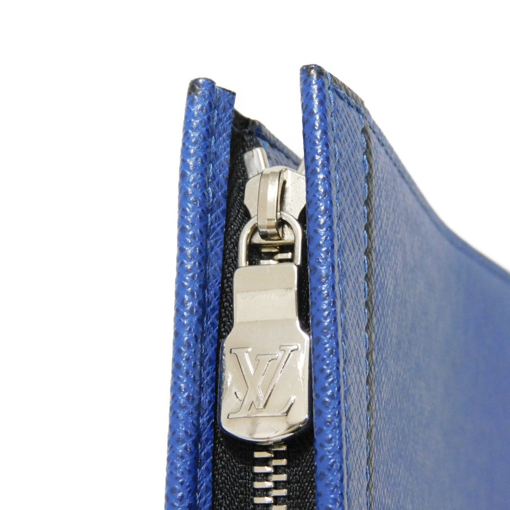 LOUIS VUITTON Clutch bag M30575  Taiga leather (stamped) cobalt LV logo embossed blue business bag Taiga Pochette Voyage MM mens Used