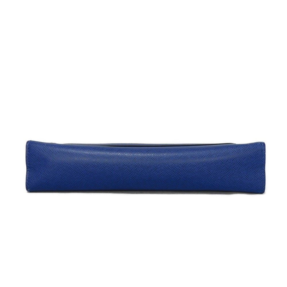LOUIS VUITTON Clutch bag M30575  Taiga leather (stamped) cobalt LV logo embossed blue business bag Taiga Pochette Voyage MM mens Used