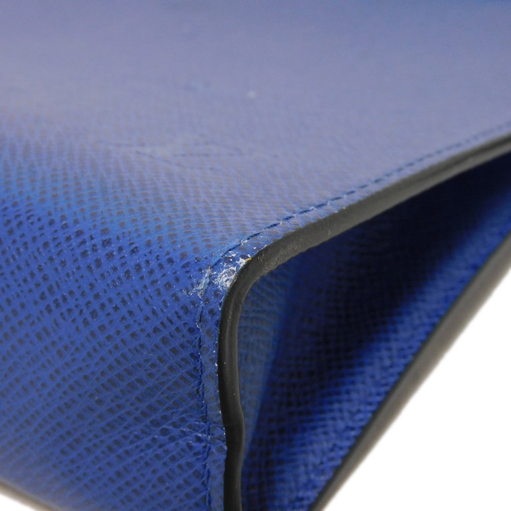 LOUIS VUITTON Clutch bag M30575  Taiga leather (stamped) cobalt LV logo embossed blue business bag Taiga Pochette Voyage MM mens Used