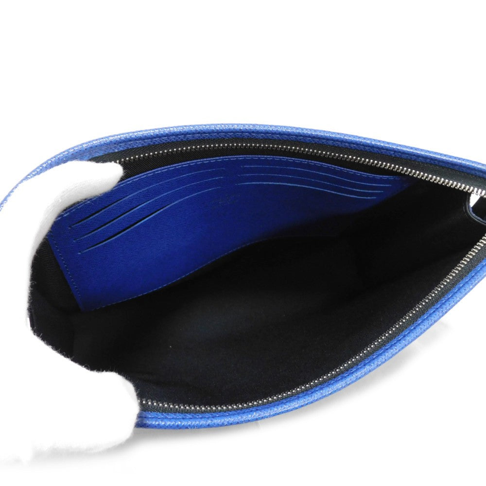 LOUIS VUITTON Clutch bag M30575  Taiga leather (stamped) cobalt LV logo embossed blue business bag Taiga Pochette Voyage MM mens Used