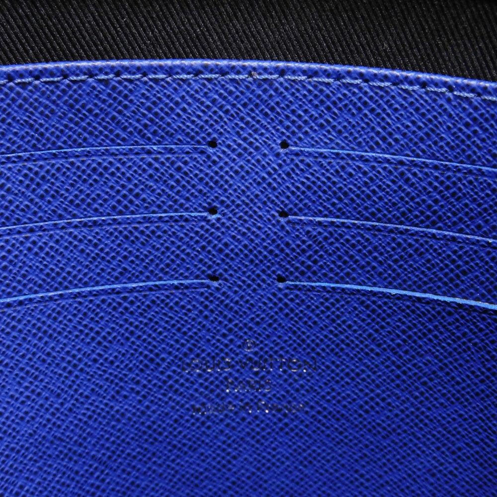 LOUIS VUITTON Clutch bag M30575  Taiga leather (stamped) cobalt LV logo embossed blue business bag Taiga Pochette Voyage MM mens Used