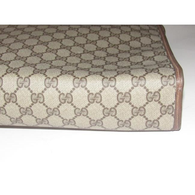 Gucci Vintage Brown Large G Logo Print Coated Canvas And Brown Leather Tote