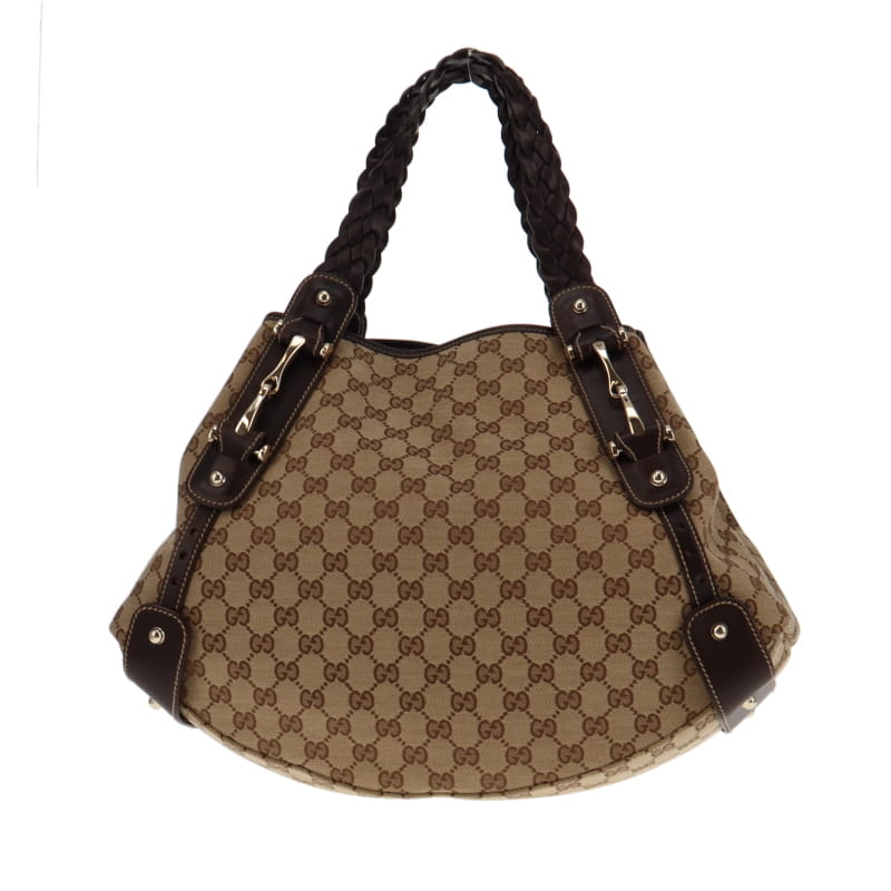 Gucci Pelham Hobo GG Canvas With Brown Leather Trim