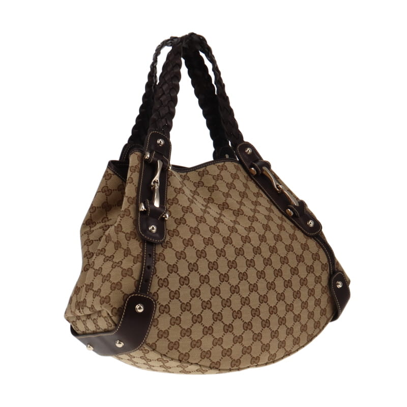 Gucci Pelham Hobo GG Canvas With Brown Leather Trim