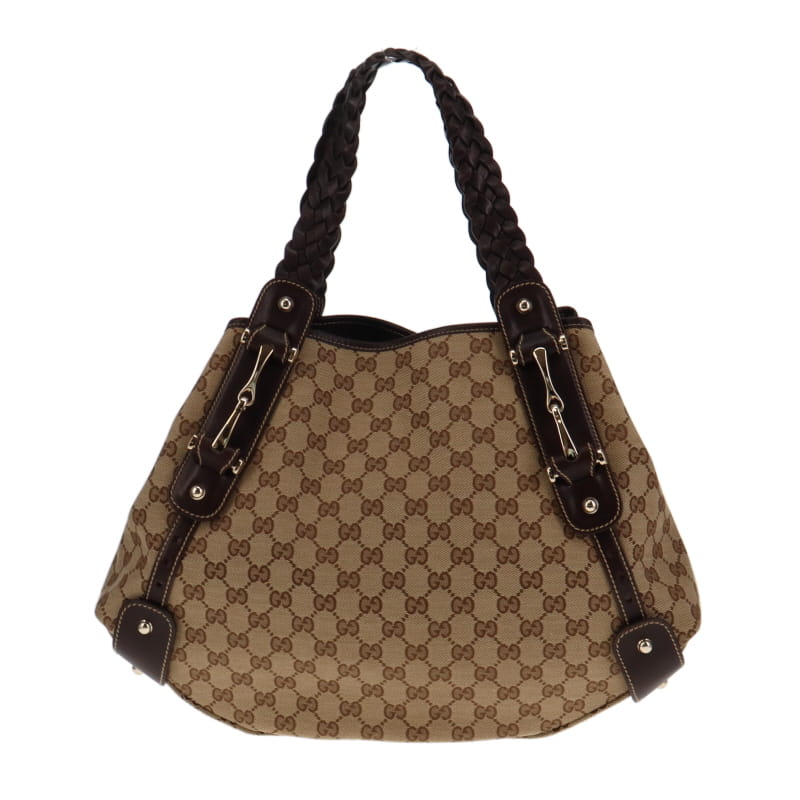 Gucci Pelham Hobo GG Canvas With Brown Leather Trim