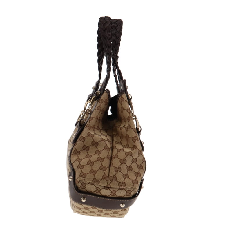 Gucci Pelham Hobo GG Canvas With Brown Leather Trim
