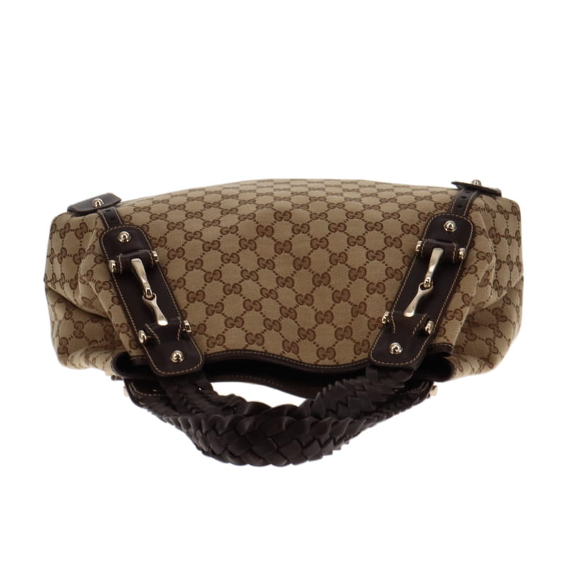 Gucci Pelham Hobo GG Canvas With Brown Leather Trim