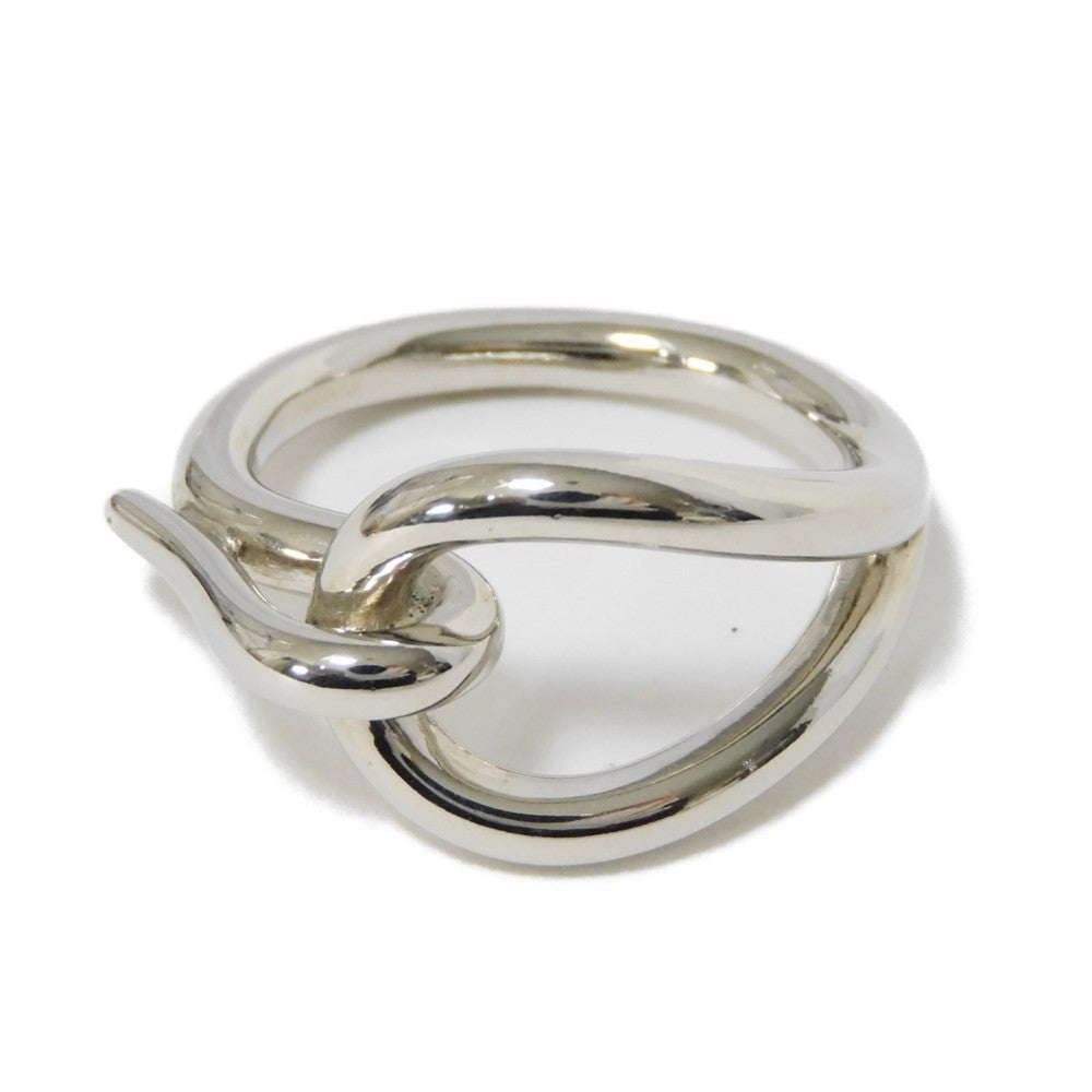 HERMES Scarf ring metal Silver logo engraving jumbo