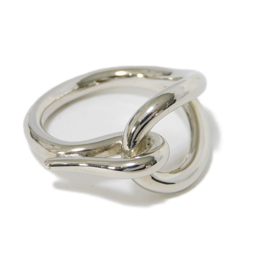 HERMES Scarf ring metal Silver logo engraving jumbo