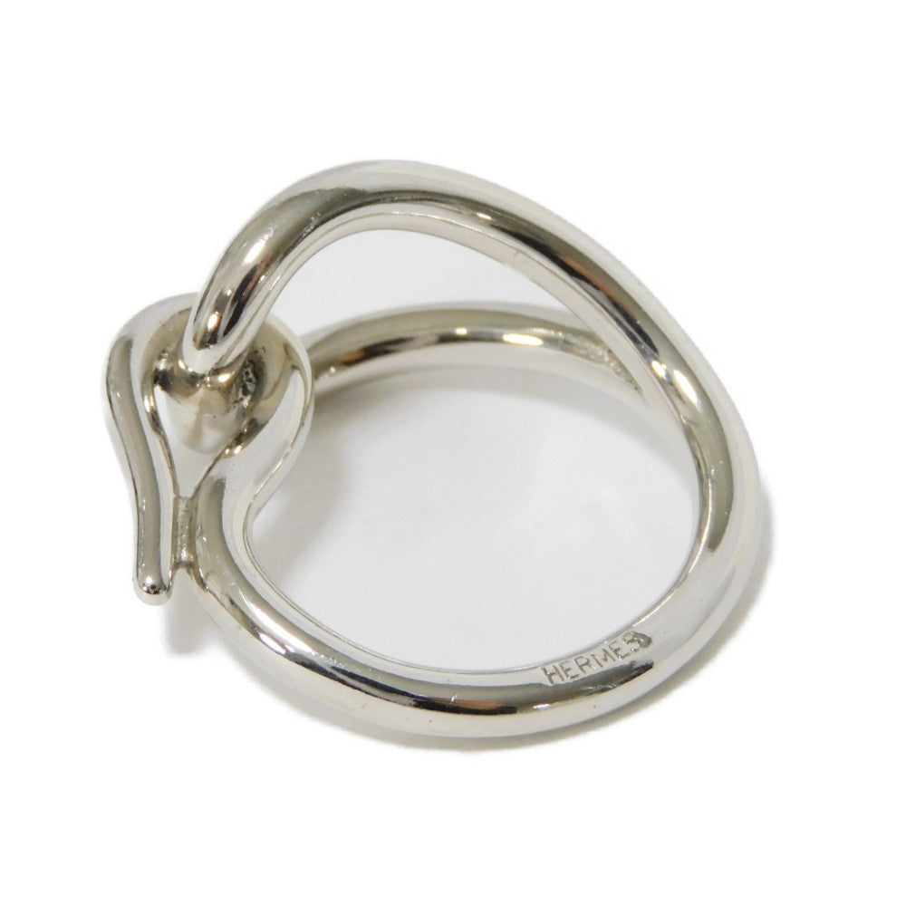 HERMES Scarf ring metal Silver logo engraving jumbo