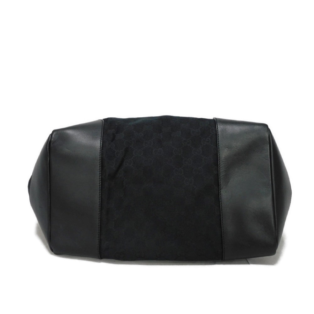 GUCCI Tote Bag 308927 GG canvas x calf leather black Green Red Shoulder Bag Sherry line Web stripe large tote unisex(Unisex) Used