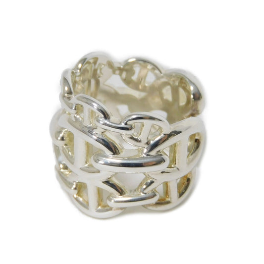 HERMES Ring Ag925 Silver 53 Sterling Silver No. 13 Anchor Chain Chene Dunkle Enchane GM unisex(Unisex) Used