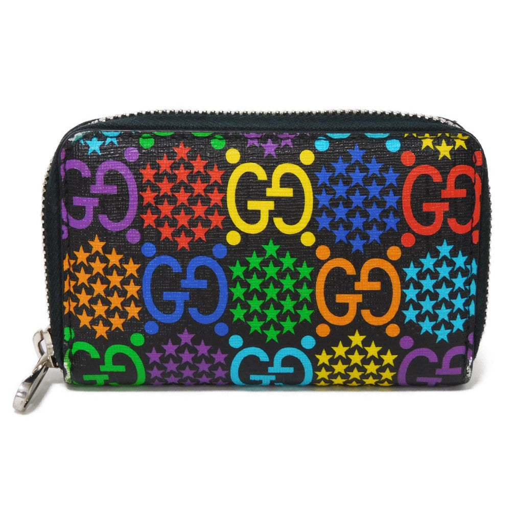 GUCCI Coin case 601095 H20BN 1058 GG psychedelic canvas x calf leather (embossed) multicolor Zip Around GG psychedelic compact zip around wallet mens Used