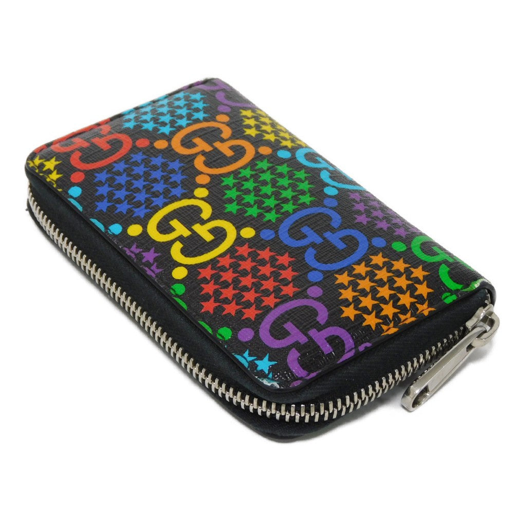 GUCCI Coin case 601095 H20BN 1058 GG psychedelic canvas x calf leather (embossed) multicolor Zip Around GG psychedelic compact zip around wallet mens Used